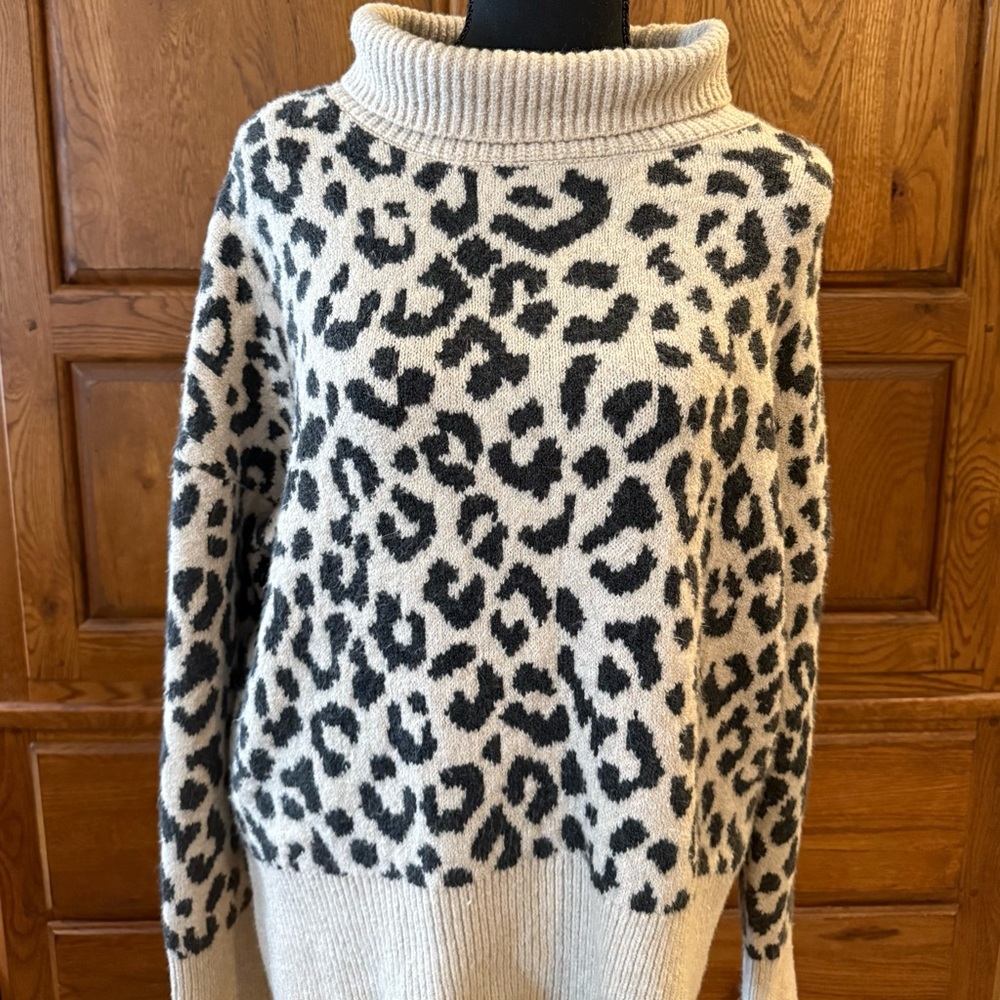 Black and Beige Animal Print Sweater